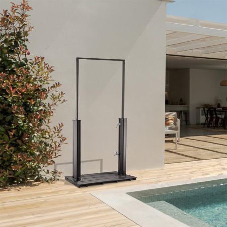 Solar-Dusche für Garten und Pool, Wasserfall-Duschkopf, 40 L Kapazität, WPS, Mattschwarz, Viento