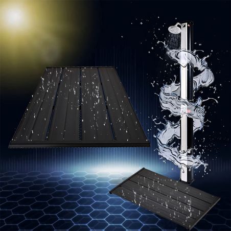 Bodenplattform aus PVC mit Stahlrahmen für Solardusche, Maße 101x60 cm, Schwarz, Aria