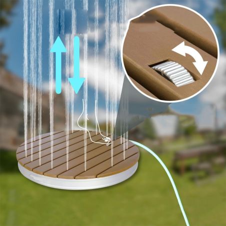 Mobiler Bodendusche für Garten & Camping, höhenverstellbar bis 4 m, WPC & Aluminium, Durchmesser 70 cm, Sole