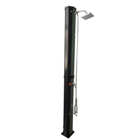 Solar-Dusche, 60 Liter, Fußdusche, Handbrause, Thermometer, Regenduschkopf, PVC+ABS, Grün-Schwarz, Alicante