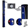 Solar-Dusche, 60 Liter, Fußdusche, Handbrause, Thermometer, Regenduschkopf, PVC+ABS, Blau-Schwarz, Alicante