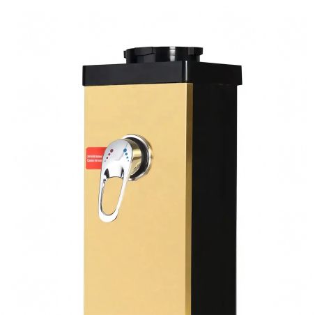 Solar-Dusche für Garten, 40 Liter, Fußdusche, Handbrause, Regenduschkopf 15 cm, Gold und Schwarz, Malaga