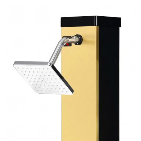 Solar-Dusche für Garten, 40 Liter, Fußdusche, Handbrause, Regenduschkopf 15 cm, Gold und Schwarz, Malaga