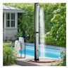 Solar-Dusche für Garten und Pool, 35 Liter, Fußdusche, Regenduschkopf, PVC+ABS, Schwarz, Matt Nickel, Cadiz