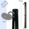 Solar-Dusche für Garten und Pool, 35 Liter, Fußdusche, Regenduschkopf, PVC+ABS, Schwarz, Matt Nickel, Cadiz