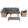 Möbelset für Garten oder Terrasse – Sofa, Sessel, Bank + Tisch mit Glasplatte, inklusive Kissen, Polyrattan, Bali