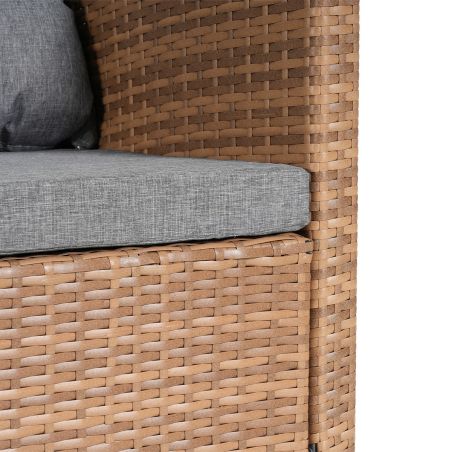 Möbelset für Garten oder Terrasse – Sofa, Sessel, Bank + Tisch mit Glasplatte, inklusive Kissen, Polyrattan, Bali
