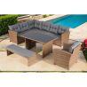 Möbelset für Garten oder Terrasse – Sofa, Sessel, Bank + Tisch mit Glasplatte, inklusive Kissen, Polyrattan, Bali