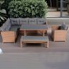 Möbelset für Garten oder Terrasse – Sofa, Sessel, Bank + Tisch mit Glasplatte, inklusive Kissen, Polyrattan, Bali