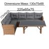 Möbelset für Garten oder Terrasse – Sofa, Sessel, Bank + Tisch mit Glasplatte, inklusive Kissen, Polyrattan, Bali