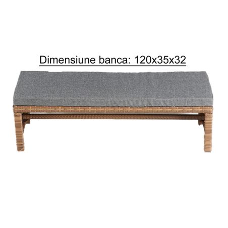Möbelset für Garten oder Terrasse – Sofa, Sessel, Bank + Tisch mit Glasplatte, inklusive Kissen, Polyrattan, Bali