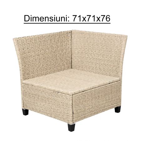 Möbelset für Garten oder Terasse – Sofa, 2 Bänke und quadratischer Tisch, Polyrattan, Santorini