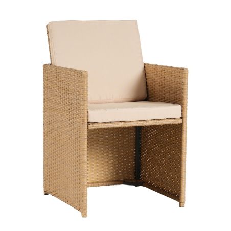Möbelset für Garten oder Terrasse – klappbarer Cube, Tisch mit Glasplatte, 6 Stühle mit klappbarer Lehne, 4 Hocker,  Mauritius