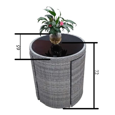 Set mit Tisch und 2 Stühlen, für Garten oder Terrasse, klappbar, Polyrattan, Stahlrahmen, Glasplatte, Durchmesser 65 cm, Palermo