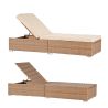 Strandliege, verstellbare Höhe, inkl. Matratze, wasserabweisende Hülle, Stahl, Polyrattan, Beige, 195 x 69 x 30 cm, Braun, Ibiza