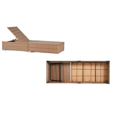 Strandliege, verstellbare Höhe, inkl. Matratze, wasserabweisende Hülle, Stahl, Polyrattan, Beige, 195 x 69 x 30 cm, Braun, Ibiza