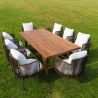 Möbelset für Garten oder Terrasse – Tisch und 8 Stühle, Aluminiumrahmen mit Polyrattan und massivem Teakholz, Tess