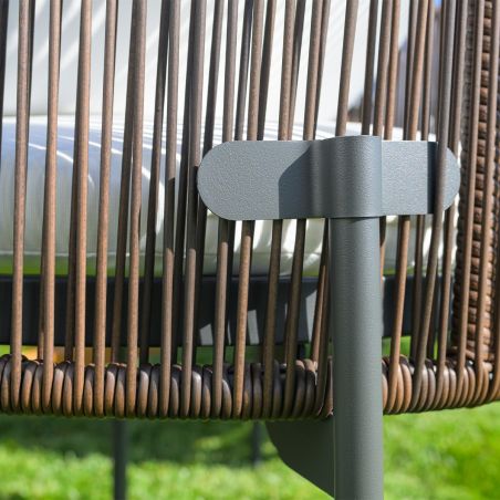 Möbelset für Garten oder Terrasse – Tisch und 8 Stühle, Aluminiumrahmen mit Polyrattan und massivem Teakholz, Tess