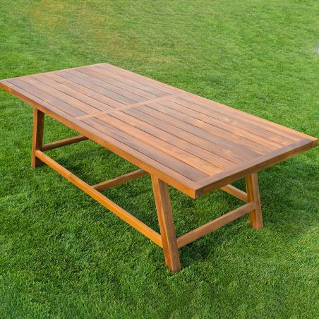 Möbelset für Garten oder Terrasse – Tisch und 8 Stühle, Aluminiumrahmen mit Polyrattan und massivem Teakholz, Tess