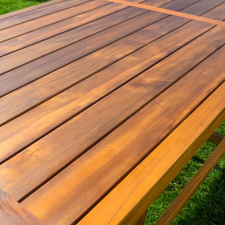 Möbelset für Garten oder Terrasse – Tisch und 8 Stühle, Aluminiumrahmen mit Polyrattan und massivem Teakholz, Tess