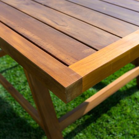 Möbelset für Garten oder Terrasse – Tisch und 8 Stühle, Aluminiumrahmen mit Polyrattan und massivem Teakholz, Tess