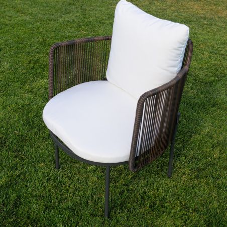 Möbelset für Garten oder Terrasse – Tisch und 8 Stühle, Aluminiumrahmen mit Polyrattan und massivem Teakholz, Tess