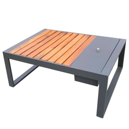 Möbelset für Garten oder Terrasse – Sofa, 2 Sessel, Couchtisch mit Ice Bucket, Aluminium und Holz, inklusive Kissen, Kia