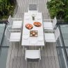 Möbelset für Garten oder Terrasse – Tisch aus Aluminium und Holz, 8 Stühle mit Seilgeflecht, Torino
