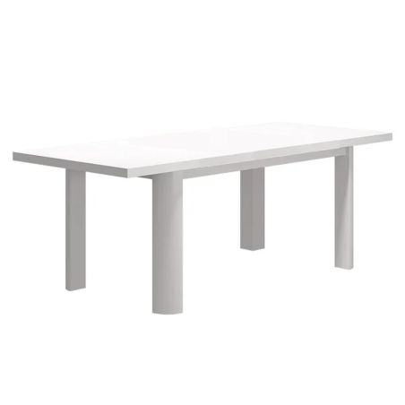 Möbelset für Garten oder Terrasse – Tisch aus Aluminium und Holz, 6 Stühle mit Seilgeflecht, Torino