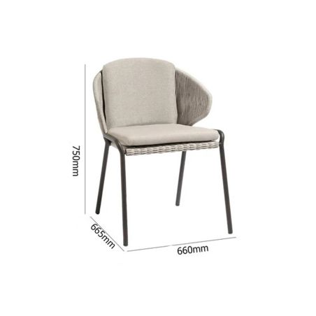 Möbelset für Garten oder Terasse, 6 Personen – Tisch mit Aluminiumplatte, Stühle mit Kissen, Polyrattan, Roma
