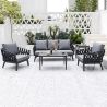 Möbelset für Garten oder Terrasse – Sofa, 2 Sessel, Couchtisch,  Aluminiumrahmen und Seilgeflecht, Ray