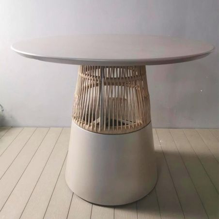 Möbelset für Garten oder Terrasse – Tisch und 4 Stühle, Aluminiumrahmen und Polyrattan-Geflecht, June