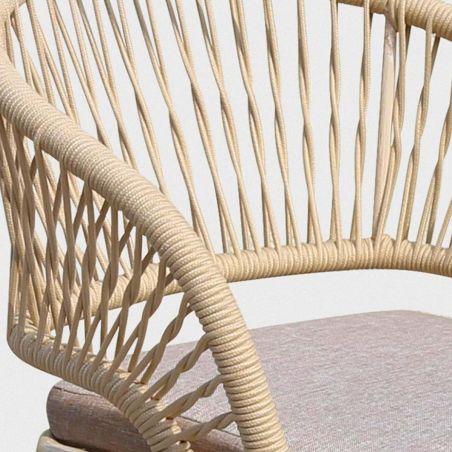 Möbelset für Garten oder Terrasse – Tisch und 4 Stühle, Aluminiumrahmen und Polyrattan-Geflecht, June