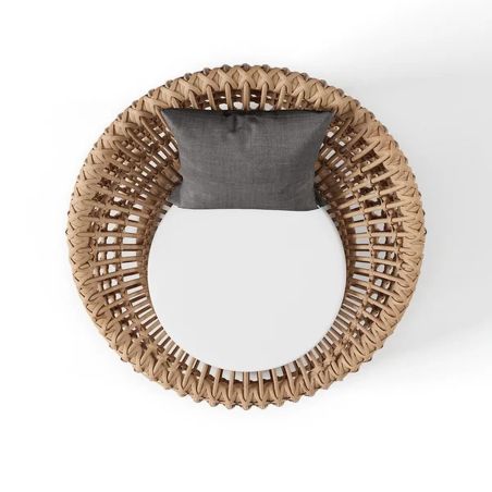 Möbelset für Garten oder Terasse – 2 Sessel, Couchtisch, Aluminiumrahmen, Polyrattan, braune und weiße Kissen, Ema