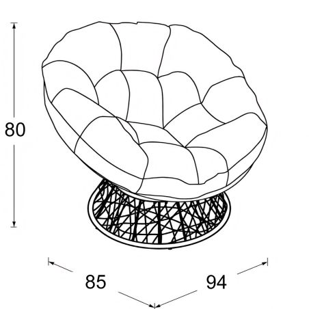 360° Drehbarer Sessel, Terrasse oder Garten, Rattan, inklusive cremefarbenem Kissen, Bamboo