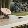 360° Drehbarer Sessel, Terrasse oder Garten, Rattan, inklusive cremefarbenem Kissen, Bamboo
