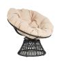 360° Drehbarer Sessel, Terrasse oder Garten, Rattan, inklusive cremefarbenem Kissen, Bamboo