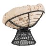 360° Drehbarer Sessel, Terrasse oder Garten, Rattan, inklusive cremefarbenem Kissen, Bamboo