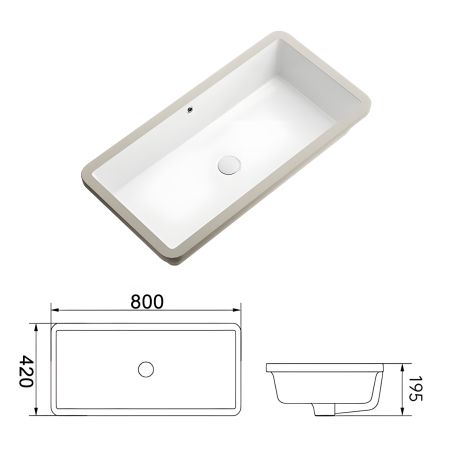 Waschbecken, Mattgrau, Power Colour, Unterbau-Montage, 70-80x40 cm, Sanitärkeramik, Livia