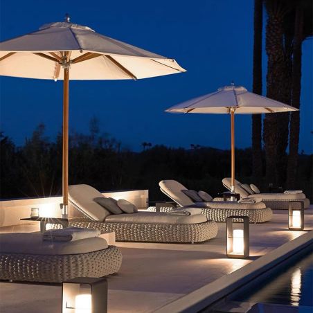 Verstellbare Strandliege mit Matratze, Aluminiumrahmen und Seilgeflecht, Altea, Luxury by EGO