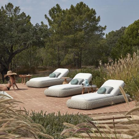Verstellbare Strandliege mit Matratze, Aluminiumrahmen und Seilgeflecht, Altea, Luxury by EGO
