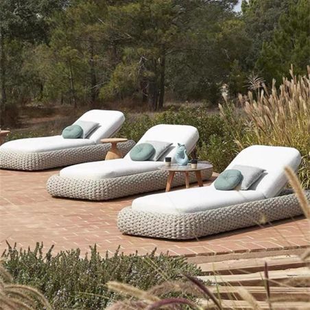 Verstellbare Strandliege mit Matratze, Aluminiumrahmen und Seilgeflecht, Altea, Luxury by EGO