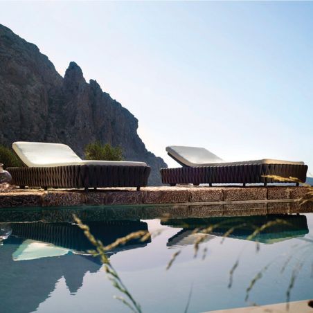 Verstellbare Strandliege mit Matratze, Aluminiumrahmen und EQ-Geflecht, Tenerife, Luxury by EGO