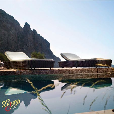 Verstellbare Strandliege mit Matratze, Aluminiumrahmen und EQ-Geflecht, Tenerife, Luxury by EGO