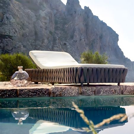 Verstellbare Strandliege mit Matratze, Aluminiumrahmen und EQ-Geflecht, Tenerife, Luxury by EGO
