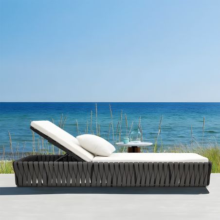 Verstellbare Strandliege mit Matratze, Aluminiumrahmen und EQ-Geflecht, Tenerife, Luxury by EGO