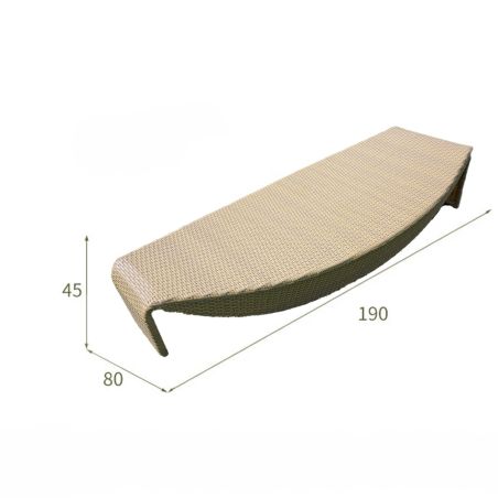 Strandliege, Beige, Aluminium und Polyrattan, Blattform, ideal für Pool, Terrasse, Acapulco