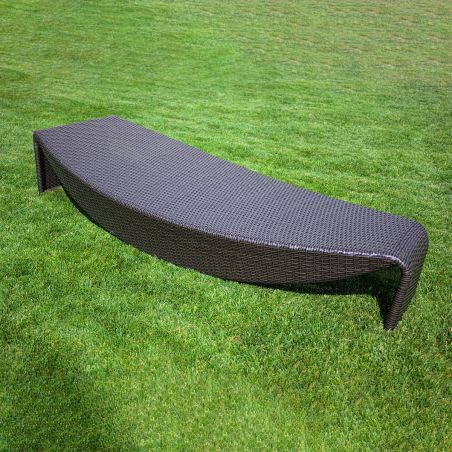 Strandliege, Braun, Aluminium und Polyrattan, Blattform, ideal für Pool, Terrasse, Acapulco