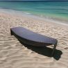 Strandliege, Braun, Aluminium und Polyrattan, Blattform, ideal für Pool, Terrasse, Acapulco