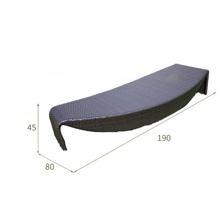 Strandliege, Braun, Aluminium und Polyrattan, Blattform, ideal für Pool, Terrasse, Acapulco